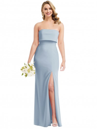 Sleeveless Light Sky Blue Low Back Trumpet Strapless Semi Formal Evening Dress / Prom Dress / Bridesmaid Dress Lincoln