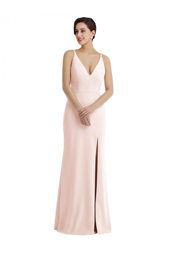 Sleeveless Pink V-Back Trumpet V-Neck Formal Evening Gown / Prom Dress / Bridesmaid Dress Lincoln