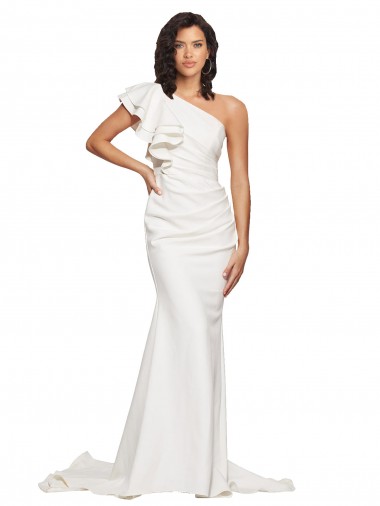 Sleeveless Ivory Sheath One Shoulder Semi Formal Evening Dress / Prom Dress / Bridesmaid Dress Lincoln