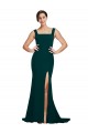 Sleeveless Midnight Green Sheath Square Neck Semi Formal Evening Dress / Prom Dress / Bridesmaid Dress Lincoln