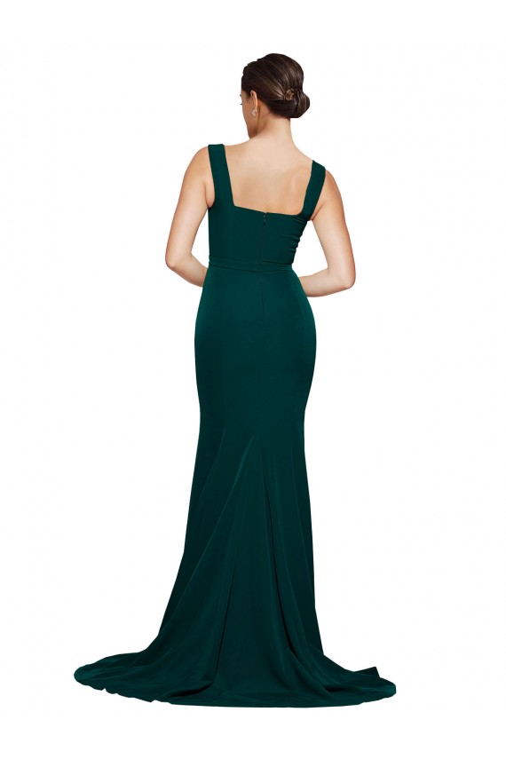 Sleeveless Midnight Green Sheath Square Neck Semi Formal Evening Dress / Prom Dress / Bridesmaid Dress Lincoln