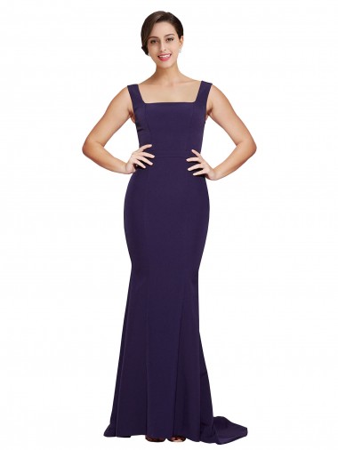 Sleeveless Dark Navy Sheath Square Neck Semi Formal Evening Dress / Prom Dress / Bridesmaid Dress Lincoln