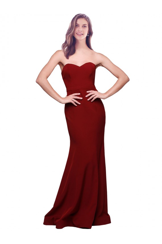 Sleeveless Burgundy Low Back Sheath Sweetheart Formal Evening Gown / Prom Dress / Bridesmaid Dress Lincoln