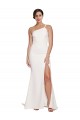 Sleeveless Ivory Sheath Stretch Crepe One Shoulder Semi Formal Evening Dress / Prom Dress / Bridesmaid Dress Lincoln