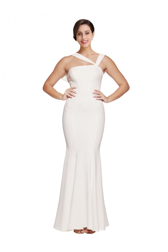 Sleeveless Ivory Low Back Sheath Square Neck Formal Evening Gown / Prom Dress / Bridesmaid Dress Lincoln