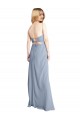 Sleeveless Smoke Blue Criss Cross Open Back A-Line Square Neck Prom Dress / Bridesmaid Dress Lincoln