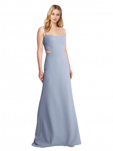 Sleeveless Smoke Blue Open Back A-Line Spaghetti Straps Prom Dress / Bridesmaid Dress Lincoln