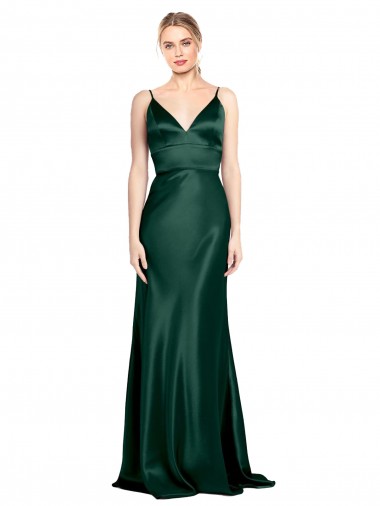 Sleeveless Hunter V-Back Sheath Spaghetti Straps Formal Evening Gown / Prom Dress / Bridesmaid Dress Lincoln