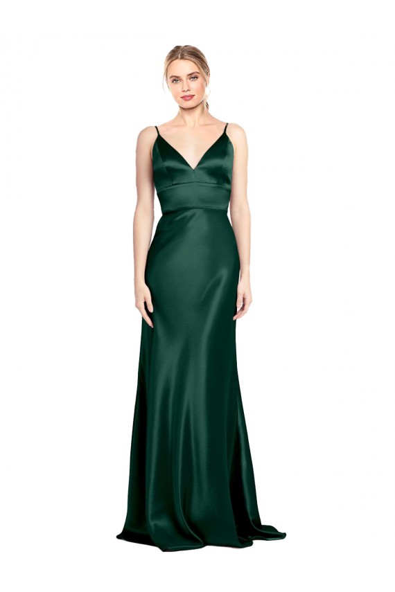 Sleeveless Hunter V-Back Sheath Spaghetti Straps Formal Evening Gown / Prom Dress / Bridesmaid Dress Lincoln