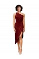 Sleeveless Burgundy Sheath One Shoulder Black Tie Evening Gown / Prom Dress / Bridesmaid Dress Lincoln