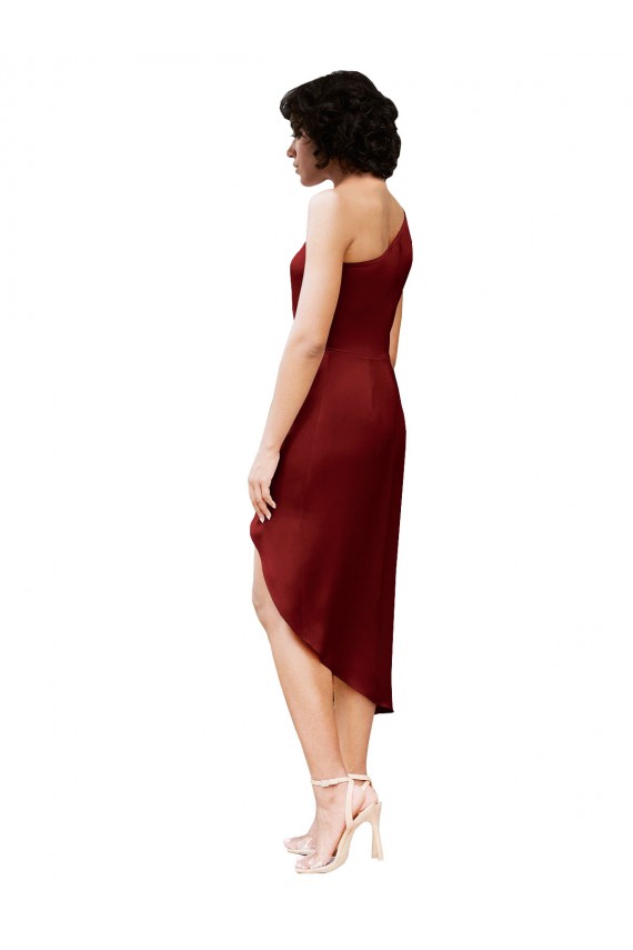 Sleeveless Burgundy Sheath One Shoulder Black Tie Evening Gown / Prom Dress / Bridesmaid Dress Lincoln