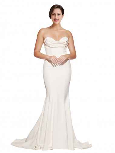 Sleeveless Ivory Low Back Mermaid Cowl Neck Formal Evening Gown / Prom Dress / Bridesmaid Dress Lincoln