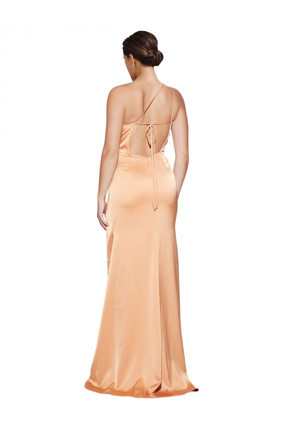 Sleeveless Light Copper Criss Cross Open Back Sheath One Shoulder Formal Evening Gown / Prom Dress / Bridesmaid Dress Lincoln