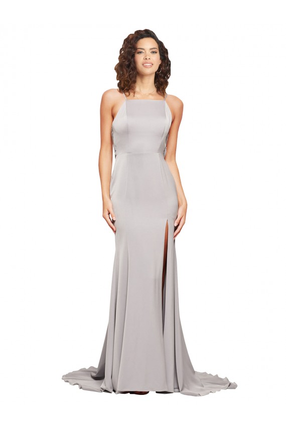 Sleeveless Low Back A-Line High Neck Formal Evening Gown / Prom Dress / Bridesmaid Dress Lincoln