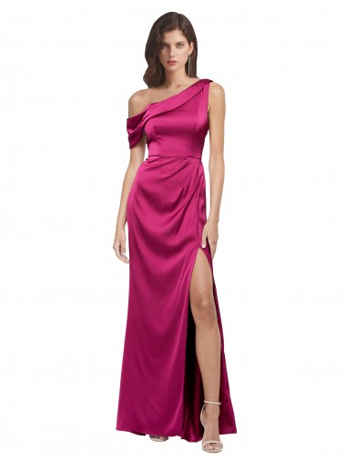 Sleeveless Fuchsia A-Line One Shoulder Bridesmaid Dress / Evening Dress Lincoln