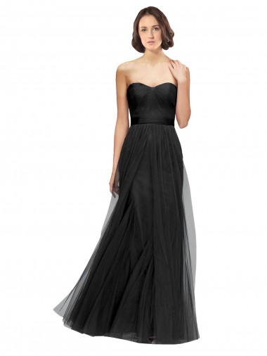 Sleeveless Black A-Line Tulle Sweetheart Bridesmaid Gown Lincoln