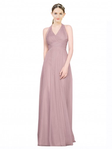 Sleeveless Low Back A-Line Halter Neck Bridesmaid Gown Lincoln