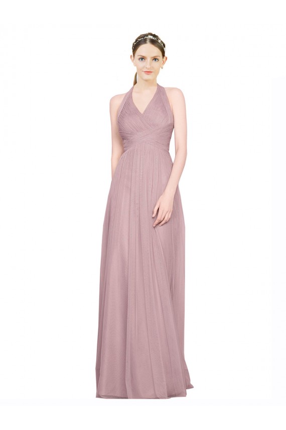 Sleeveless Low Back A-Line Halter Neck Bridesmaid Gown Lincoln