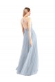 Sleeveless Light Sky Blue Criss Cross Back A-Line Halter Neck Bridesmaid Dress Lincoln