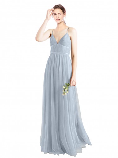 Sleeveless Light Sky Blue Open Back A-Line Spaghetti Straps Evening Dress / Bridesmaid Dress Lincoln