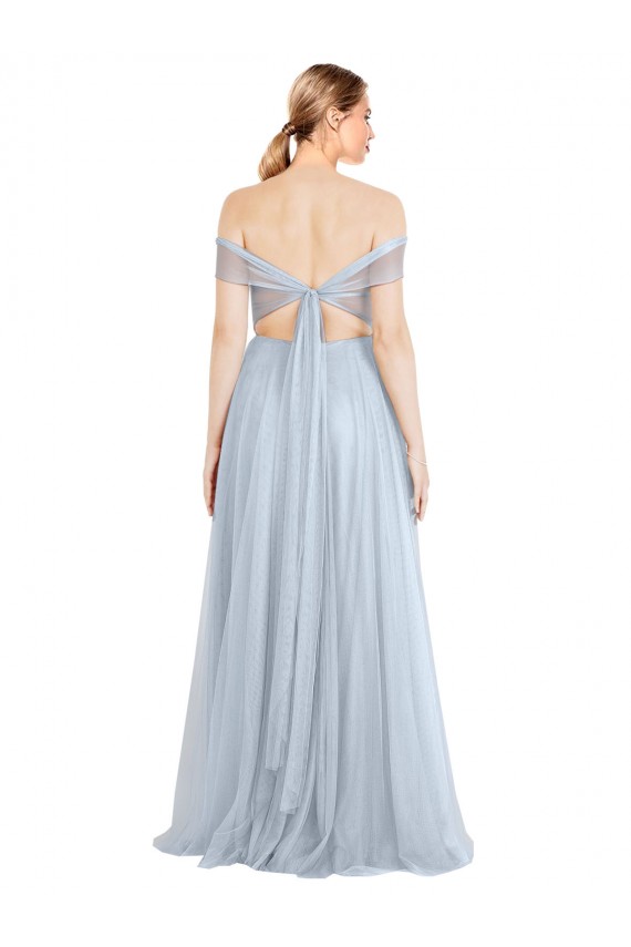 Sleeveless Light Sky Blue A-Line Off the Shoulder Evening Dress / Bridesmaid Dress Lincoln