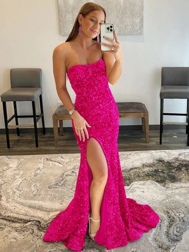 Sleeveless Fuchsia Sheath Strapless Prom Dress Lincoln