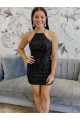 Sleeveless Black Sheath Halter Neck Prom Dress Lincoln