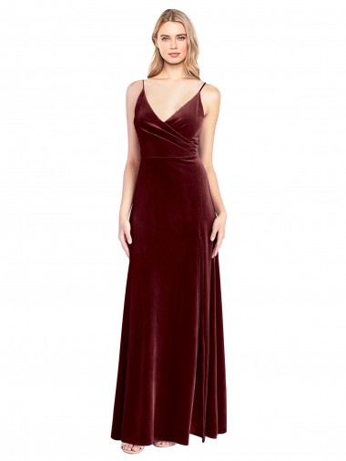 Sleeveless Burgundy V-Back A-Line V-Neck Black Tie Prom Dress / Bridesmaid Dress Lincoln