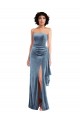 Sleeveless Dusty Blue Low Back Sheath Strapless Formal Evening Gown / Prom Dress / Bridesmaid Dress Lincoln