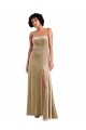 Sleeveless Champagne Low Back A-Line Square Neck Formal Evening Gown / Prom Dress / Bridesmaid Dress Lincoln