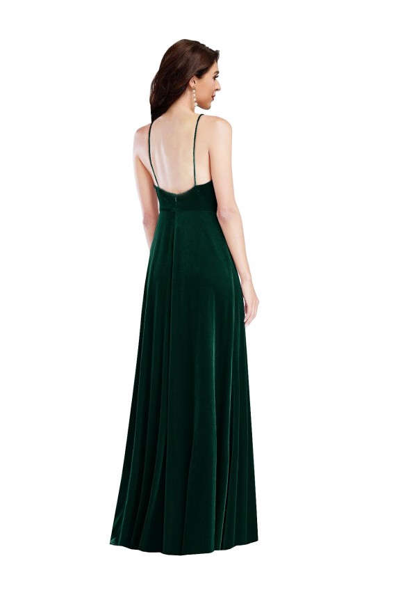 Sleeveless Dark Green A-Line Halter Neck Semi Formal Evening Dress / Prom Dress / Bridesmaid Dress Lincoln