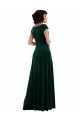 Cap Sleeves Dark Green A-Line Cowl Neck Black Tie Evening Gown / Prom Dress / Bridesmaid Dress Lincoln