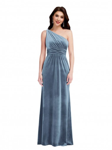 Sleeveless Dusty Blue A-Line Off the Shoulder Bridesmaid Dress / Evening Dress Lincoln