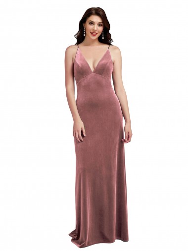 Sleeveless Cinnamon Rose Low Back A-Line V-Neck Formal Evening Gown / Prom Dress / Bridesmaid Dress Lincoln