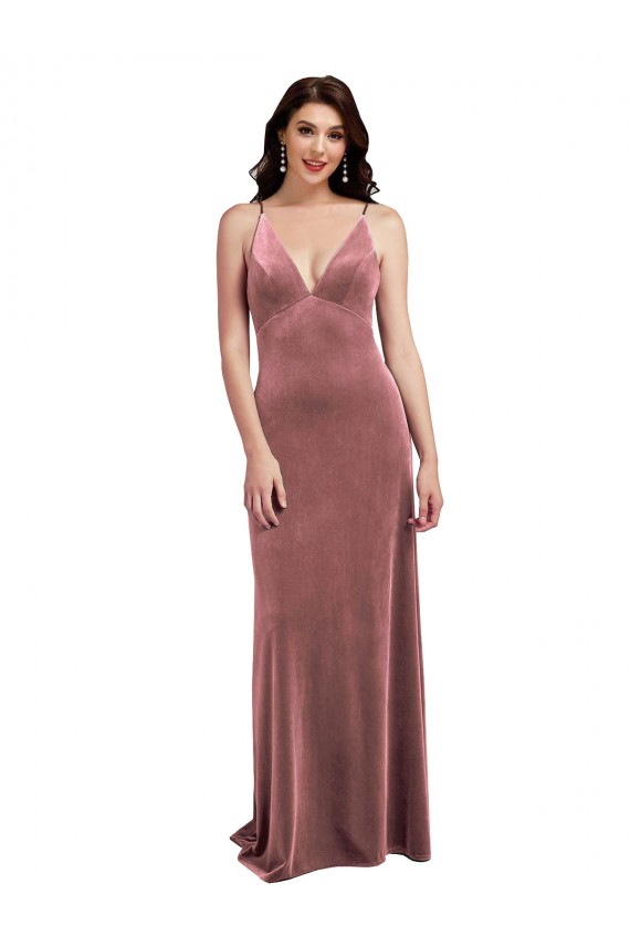 Sleeveless Cinnamon Rose Low Back A-Line V-Neck Formal Evening Gown / Prom Dress / Bridesmaid Dress Lincoln