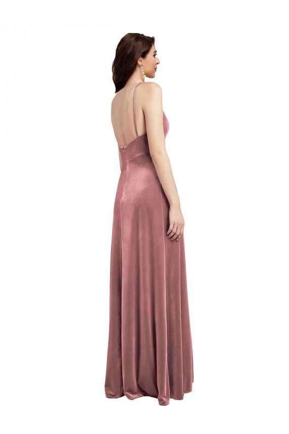 Sleeveless Cinnamon Rose Low Back A-Line V-Neck Formal Evening Gown / Prom Dress / Bridesmaid Dress Lincoln