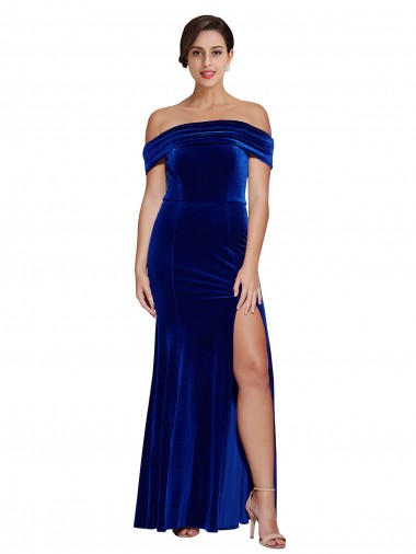 Sleeveless Royal Blue Mermaid Off the Shoulder Formal Evening Gown / Prom Dress / Bridesmaid Dress Lincoln