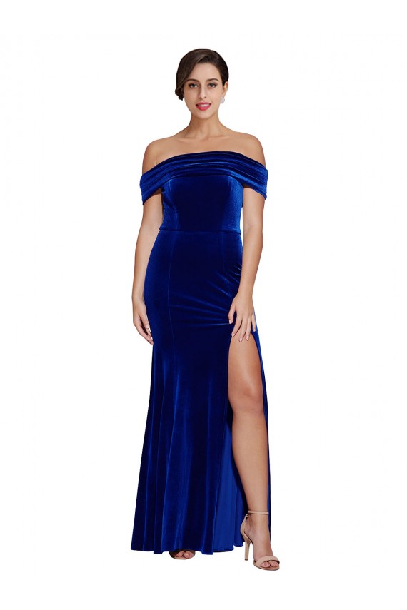 Sleeveless Royal Blue Mermaid Off the Shoulder Formal Evening Gown / Prom Dress / Bridesmaid Dress Lincoln