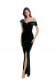 Sleeveless Dark Green Sheath Off the Shoulder High Low Evening Gown / Prom Dress / Bridesmaid Dress Lincoln